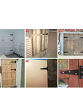 Built Like A Tank Heavy Duty T Hinge For Garden Gates And Fence Repair With All Weather Durability Fits 8 Inch Wood Doors Smoothly shown on various doors.