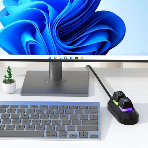 External Desktop PC Power Button Switch Extension For Easy Access On Off Reset, HDD LED Indicator, black wired desktop controller on a desk