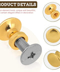 Gold Finish Mini Drawer Knob Set, 12 Pack Half Inch Small Cabinet Knobs with M4 Screws, close-up view of gold knob and screw