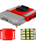 Industrial Electric Machinery Skate Dolly With C7 Remote Control showing red and silver design with tires for heavy loads.