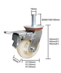 Side view of Tough As Nails Heavy Duty Industrial Caster Wheel with M16 Threaded Stem and Top Plate, 6-inch dual locking brakes.