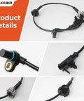 Premium Abs Wheel Speed Sensors 4 Piece Set Front And Rear compatible with 2007 to 2014 Chevy Silverado showing sensor details and connector.