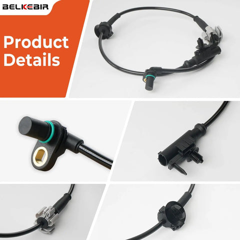 Premium Abs Wheel Speed Sensors 4 Piece Set Front And Rear compatible with 2007 to 2014 Chevy Silverado showing sensor details and connector.