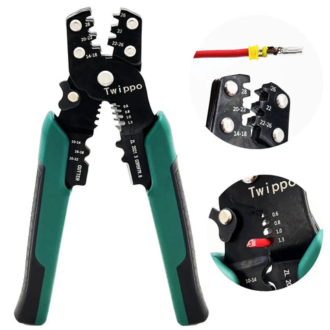 Heavy Duty Wire Crimping Tool With Stripper Cutter For Open Barrel Terminals And Heat Shrink Connectors, Crimping Pliers For 26-10 AWG And Stripping For 22-16 AWG, Carbon Steel Build, Built To Last, Pro Grade Performance
