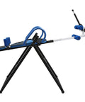 Side view of Inversion Table For Back Pain Relief With A 330lb Capacity Decompression Stretcher showing blue padding and black frame.