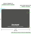 Hella Durable Metal Wall Art Sign For The Man Cave Featuring Funny Forget The Dog Beware Of Wife Quote In Rust Proof Aluminum Garage Decor That Is Legit Tough And Totally Bro Approved 12 By 8 Inch, showing dimensions and pre-drilled holes.