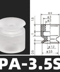 PA PFG Series Industrial Pneumatic Suction Cup Manipulator Accessory Rubber Chuck Gripper for Vacuum Lifting Automation with PA 3.5S design, clear silicone material