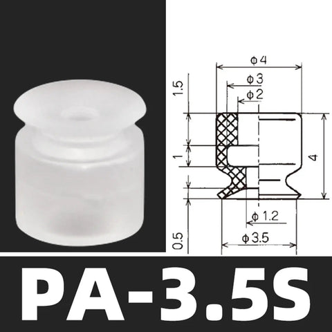 PA PFG Series Industrial Pneumatic Suction Cup Manipulator Accessory Rubber Chuck Gripper for Vacuum Lifting Automation with PA 3.5S design, clear silicone material