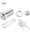 Tumbler Cam Lock Set 1-3/8 Inch Cylinder Length Fits 1-1/8 Inch Panel Thickness Keyed Different Zinc Alloy Chrome Plated Heavy Duty Cabinet And File Locks 2 Pack with keys and mounting hardware