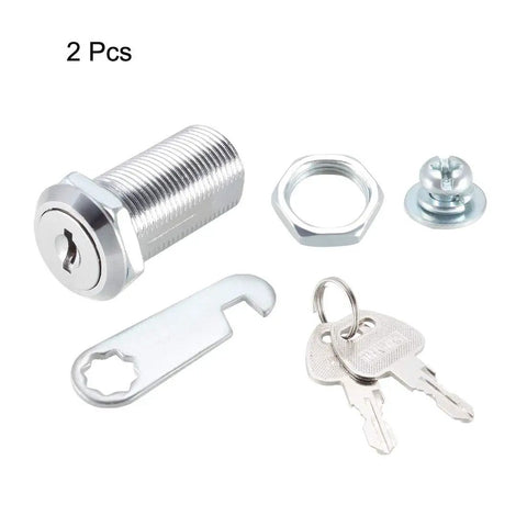 Tumbler Cam Lock Set 1-3/8 Inch Cylinder Length Fits 1-1/8 Inch Panel Thickness Keyed Different Zinc Alloy Chrome Plated Heavy Duty Cabinet And File Locks 2 Pack with keys and mounting hardware