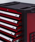 Close-up of Tough As Nails Rolling Tool Cart with heavy duty steel drawers for organized tool storage.