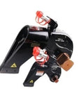 Workhorse Hydraulic Torque Wrench Kicks Out 10000 Nm Twist On 1 1/2 Inch Square Drive Built From Heavy Duty Alloy Steel With Flex Hose For Tight Quarters viewed from side angle showing red connectors.