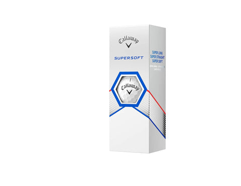 Product box of Supersoft Golf Balls 2023 White With Hyper Elastic Soft Fast Core For More Distance Soft Feel On Green Great Spin And Control