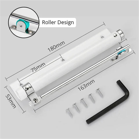 Aluminum Alloy Adjustable Door Closer 50 Kg Automatic Pulley Silent Soft Close with roller design and mounting hardware