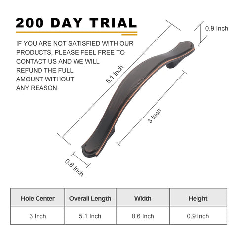 Oil Rubbed Bronze Cabinet Handles 10 Pack 3 Inch Center To Center Drawer Pulls Zinc Alloy with size diagram.