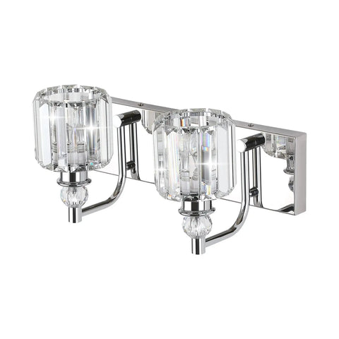 Crystal Vanity Lights Two Light Modern Chrome Sleek Bathroom Vanity Fixture Over Mirror With E26 Socket 60W Max LED Compatible