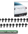 20 Piece M6 1.0x16mm Body Bolt Screws With 10mm Hex And 17mm Washer Black Steel Fender Fasteners displayed with car rear view