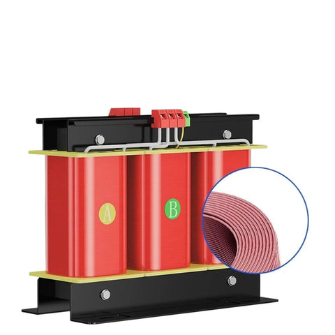 Bulletproof 10KVA Three Phase Dry Type Isolation Transformer Step Up Down Voltage Converter 415V 400V 380V To 220V 50Hz 60Hz close-up of windings.