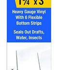 Vinyl Slide-On Door Bottom for Metal Doors 1-3/4 Inch Wide by 36 Inch Long White Seals Gaps Up to 1/2 Inch with 6 Flexible Fins packaging
