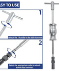 Be Your Own Mechanic With This 12 Piece Motorcycle Bearing Puller Kit for Blind Bearings showing slide hammer assembly steps