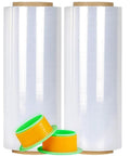 Two Pack Clear Stretch Film 12 X 1000 Feet 80 Gauge Heavy Duty Self Adhering Plastic Wrap With Handles Super Tough Grip.