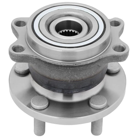 Close-up of a Premium 2 Pack Rear Wheel Hub Bearing Assembly For 2000 2004 Legacy, 2000 2004 Outback, 2003 2006 Baja, metal finish