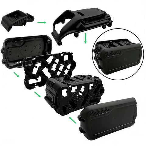Real Deal 15 Cell 21700 Lithium Battery Case Storage Box With Smart Protection Board for 20V and 60V Power Tool disassembled view
