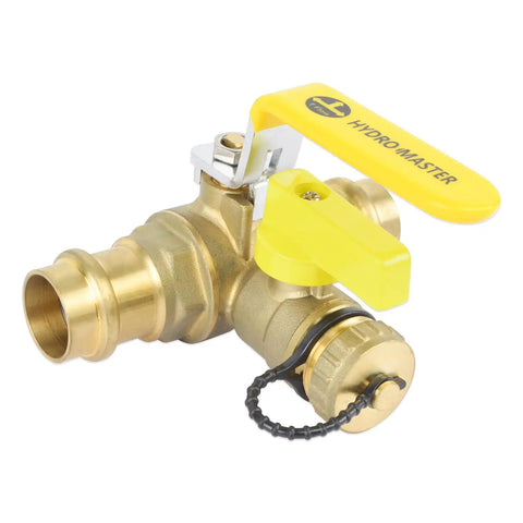 Beefy Workhorse Three Quarters Inch Press Full Port Ball Valve With Drain And Reversible Handle In Lead Free Brass