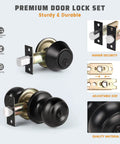 3 Pack Keyed Alike Entry Door Knobs And Single Cylinder Deadbolt Lock Set For Exterior Front Doors Matte Black Finish