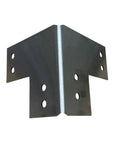 Beefy Heavy Duty 12 Gauge Steel Corner Bracket For 4x4 Posts, Built To Last DIY Workbench, front view of steel bracket