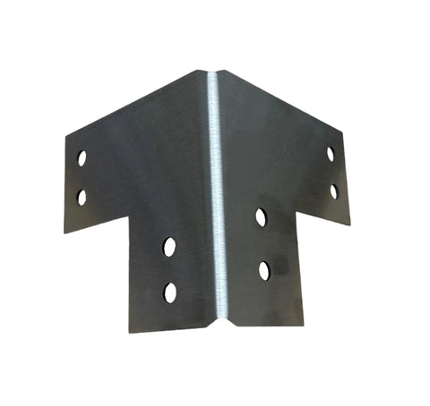 Beefy Heavy Duty 12 Gauge Steel Corner Bracket For 4x4 Posts, Built To Last DIY Workbench, front view of steel bracket