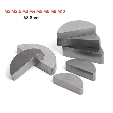 Heavy Duty Carbon Steel Woodruff Keys High Torque Build Precision Fit Keyways No Slip Secure Shaft Hub Power Transfer Rust Proof Resistant Ideal For Shop Jobs Daily Use Crews Wanting Quality Tools That Stay Solid Without Breaking Fast On Site. A3 steel woodruff keys M2-M10