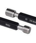 Double End Thread Plug Gauge 5 By 16 By 18 UNC 2B GO And NOGO Unified Thread Gauge tool steel HRC 62 64 close-up view