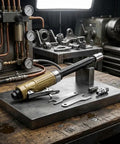 Rock Solid Aluminum Die Grinder With Extended Shaft Built To Crush Tight Corners And Deep Gaps Heavy Duty Pneumatic Polisher on workbench