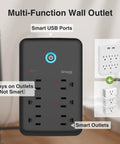 Smart Power Strip With WiFi Outlets And USB Ports, 3 Individually Controlled Sockets, Works With Alexa And Google Home, Surge Protector 15A 1800W, Black, Voice Control And Remote Scheduling