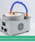 Rock Solid Adjustable Wet And Dry Bench Grinder Featuring Slick Bidirectional Rotation And Crisp LED Display for knife sharpening.