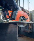 Built Tough Cordless Circular Saw For Spark Free Cold Cuts On Sheet Metal And Steel Pipe Works Like A Charm With Standard 18V Packs Comes Loaded With Two Heavy Duty Batteries And Quick Charger, cutting through steel pipe.