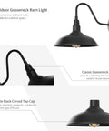 2 Pack 10 Inch Black Outdoor Barn Light With Wall Mount Gooseneck Dome Sconce detailed view showing anti-rust finish and design