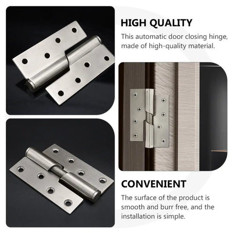 Automatic Self Closing Door Hinge Set In Stainless Steel For Wardrobe And Bathroom Doors With Soft Close And Easy Install