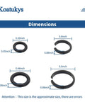 Pro Grade Heavy Duty Retaining Ring Socket Clips Set For Three Eighths Inch And One Half Inch Square Drive Impact Wrenches With O Ring, Five Plus Five Sets, Replacement Socket Retainers For Electric And Pneumatic Wrenches, Durable Drive Accessory Kit shown with dimensions.