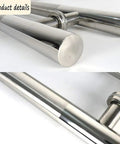 Close-up of Brushed Stainless Steel Round Tube Door Handle For Glass And Wood Doors Push Pull Design Tough As Nails Door Hardware