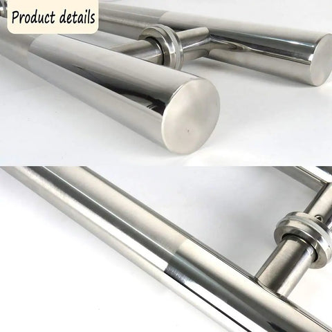 Close-up of Brushed Stainless Steel Round Tube Door Handle For Glass And Wood Doors Push Pull Design Tough As Nails Door Hardware