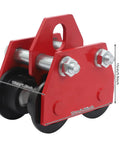 3 Ton Push Overhead Beam Trolley With Adjustable Flange Width from 3.54 to 4.13 Inches for I Beams and H Beams, side view, red