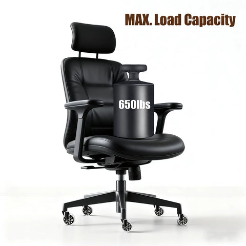 Office chair with 650 lbs weight on seat, showing load capacity, with 3 inch office chair caster wheels rubber heavy duty replacement set of 5
