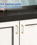 Brushed Brass Cabinet Handles 15 Pack With Three And Three Quarters Inch Hole Center And Four And Three Eighths Inch Overall Length Zinc Alloy Vintage Style Hardware on cabinet doors