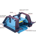 950W Electric Mini Belt Sander Double Ended Bench Grinder Kit showing components like handle, speed control switch, and sand belt.