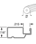 Diagram showing dimensions for 1/4-Inch Black Vinyl Spline Roll, 250 Ft Hollow Core, 32 Point Extruded Spline, 0.250 inch diameter.