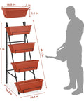 4 Tier Vertical Raised Garden Bed with Legs for Indoor and Outdoor Use, space saving planter dimensions next to silhouette