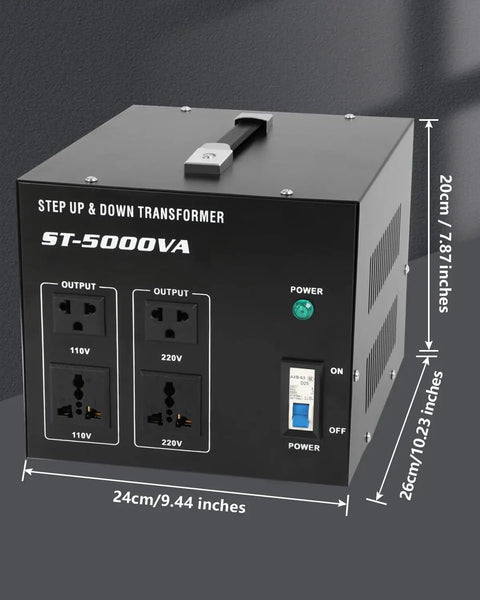 Beefy 5000W Voltage Transformer Converter for home and commercial use, step up/down 110V to 220V, detachable cord view