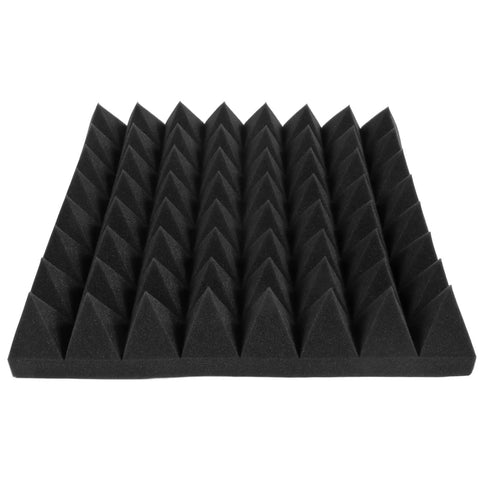 Top Shelf 2X12X12 Inch Pyramid Acoustic Foam Panels 12 Pack High Density Sound Proofing Tiles view from above showing pyramid shapes